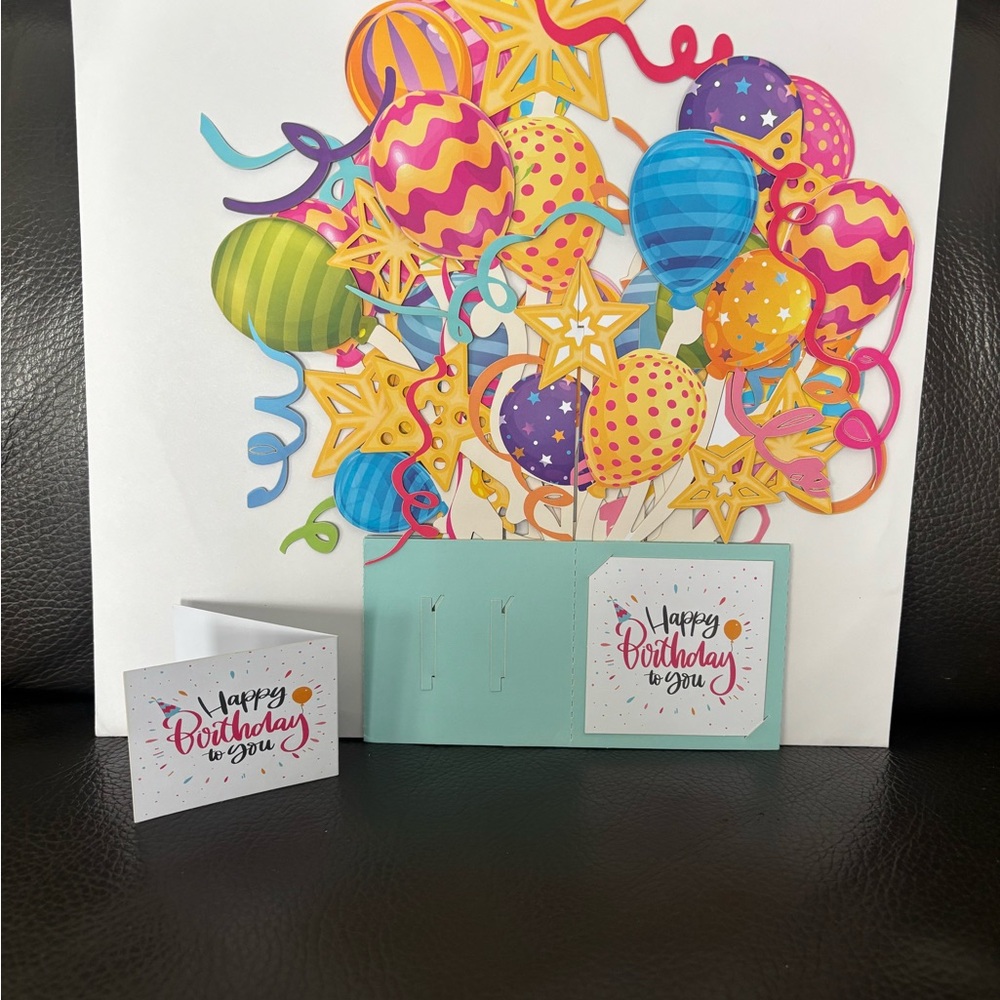 Colorful Balloon Birthday Party Pop Up Card - Picture 3 of 5